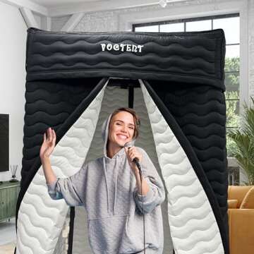 Voctent Portable Vocal Booth - Studio-Grade Echo-Free Recording Booth for Voiceover, Podcast & Music, Acoustic Treatment for Home Studio/Sound Isolation Booth with Light & Travel Bag (White, L)