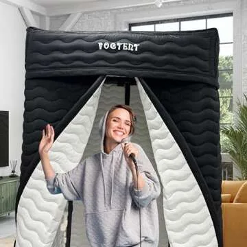 Voctent Portable Vocal Booth - Studio-Grade Echo-Free Recording Booth for Voiceover, Podcast & Music, Acoustic Treatment for Home Studio/Sound Isolation Booth with Light & Travel Bag (White, L)
