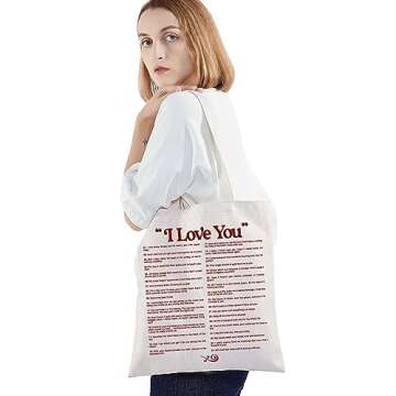 BWWKTOP Singer Album Canvas Tote Bag Singer Fans Gift Song Lyrics inspired Shoulder Bag Singer Merchandise(I love you TG)