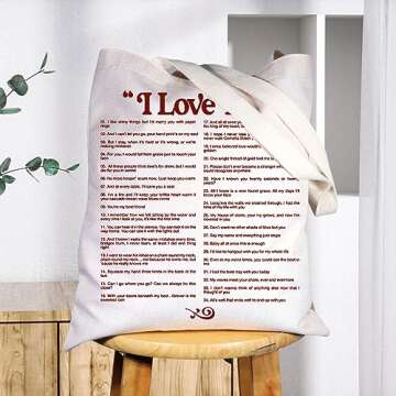 BWWKTOP Singer Album Canvas Tote Bag Singer Fans Gift Song Lyrics inspired Shoulder Bag Singer Merchandise(I love you TG)