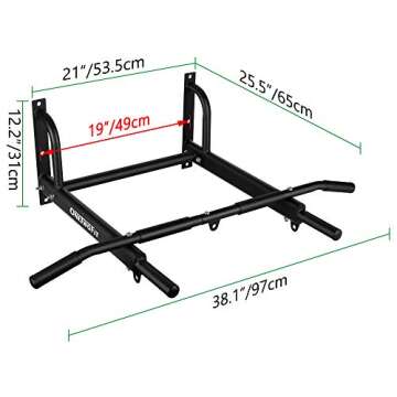 OneTwoFit Wall Mounted Pull Up Bar - Enhanced 6-Hole Design for Home Gym