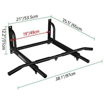 OneTwoFit Wall Mounted Pull Up Bar - Enhanced 6-Hole Design for Home Gym