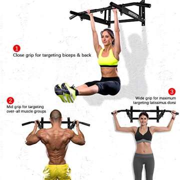 OneTwoFit Wall Mounted Pull Up Bar - Stable Indoor/Outdoor Use