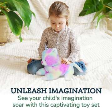 PixieCrush Unicorn Cat Plushie - Magical Mommy Cat with 4 Kittens