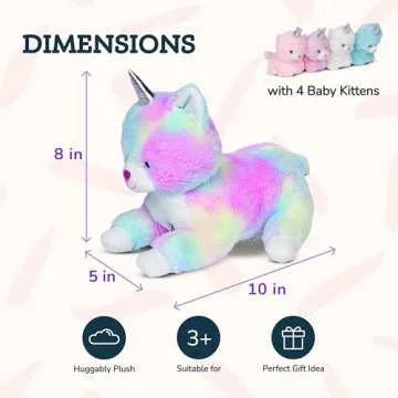 PixieCrush Unicorn Cat Plushie for Girls Ages 3-8
