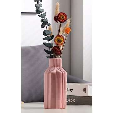 Pink Ceramic Vase for Decor,Minimalist Modern Home Decor,Small Flower Vase for Pampas Grass,Table,Sh...