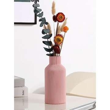 Pink Ceramic Flower Vase for Modern Home Decor