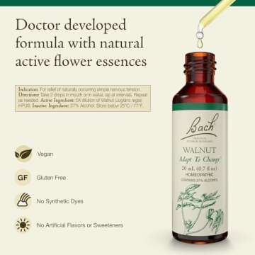 Bach Original Flower Remedies, Walnut for Adapting to Change, Natural Homeopathic Flower Essence, Ho...