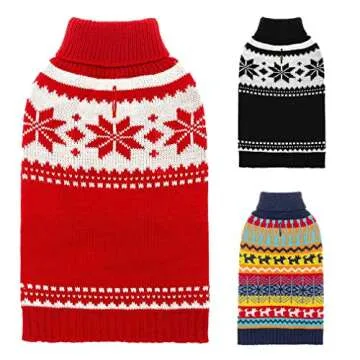 Mihachi Dog Sweater - Winter Coat Apparel Clothes with Colorful Stripes for Cold Weather