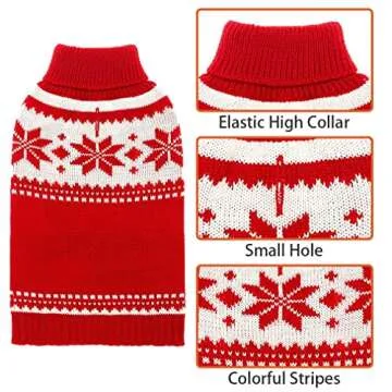 Mihachi Dog Sweater - Winter Coat Apparel Clothes with Colorful Stripes for Cold Weather