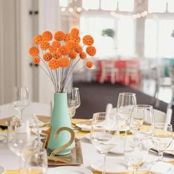 Phliofd 72 PCS Dried Craspedia Billy Balls Flowers, 18” Natural Dried Flowers Bouquet for Vase Floral Arrangements Wedding Table Centerpieces Party DIY Home Decor (Orange)