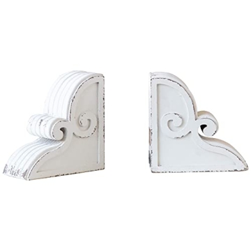 Distressed White Decorative Bookends - Rustic Charm