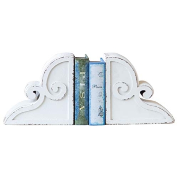 Distressed White Decorative Bookends - Rustic Charm