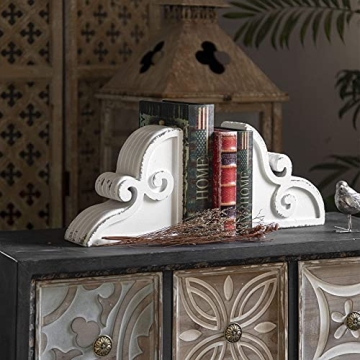 Distressed White Decorative Bookends - Rustic Charm