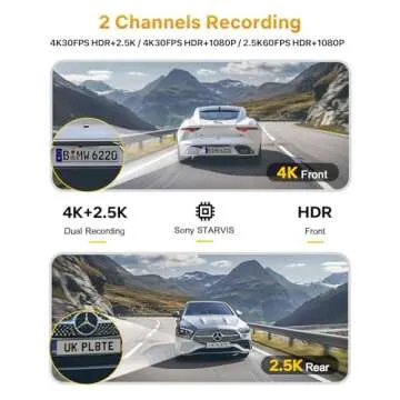 GKU 4K Dash Cam Front and Rear | Night Vision, GPS, WiFi
