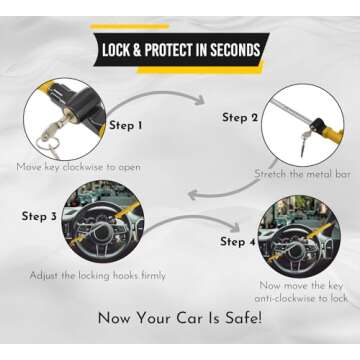 Ultra Secure Steering Wheel Lock for Cars and Trucks