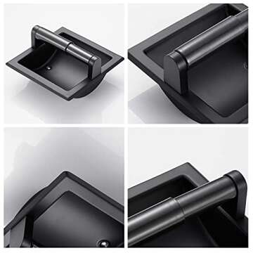 POKIM Matte Black Recessed Toilet Paper Holder/Tissue Paper Holder Stainless Steel Toilet Paper Hold...