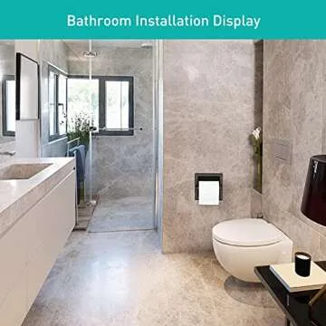 POKIM Matte Black Recessed Toilet Paper Holder/Tissue Paper Holder Stainless Steel Toilet Paper Holder in Wall for Bathroom Accessories Rear Mounting Bracket Included