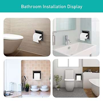 POKIM Matte Black Recessed Toilet Paper Holder/Tissue Paper Holder Stainless Steel Toilet Paper Holder in Wall for Bathroom Accessories Rear Mounting Bracket Included