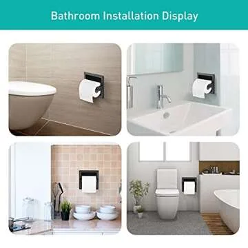 POKIM Matte Black Recessed Toilet Paper Holder/Tissue Paper Holder Stainless Steel Toilet Paper Holder in Wall for Bathroom Accessories Rear Mounting Bracket Included