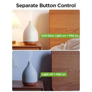 InnoGear Oil Diffuser, 300ML Ceramic Diffuser for Essential Oils Handcrafted Aromatherapy Diffuser Ultrasonic Cool Mist Humidifier with 4 Timers Waterless Auto Off for Room Office, White