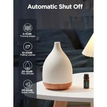 InnoGear Oil Diffuser, 300ML Ceramic Diffuser for Essential Oils Handcrafted Aromatherapy Diffuser Ultrasonic Cool Mist Humidifier with 4 Timers Waterless Auto Off for Room Office, White