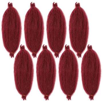 16 Inch Pre-Separated Springy Afro Twist Hair 8 Packs Wine Red Spring Twist For Distressed Soft Locs Synthetic Crochet Braiding Hair Long Marley Twist Hair Extension For Women(10 Strands/Pack,BUG#)