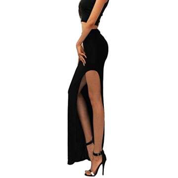 WHMAXIM Women's Span Solid Color Long Maxi Slit Skirt - Perfect Blend of Comfort and Style