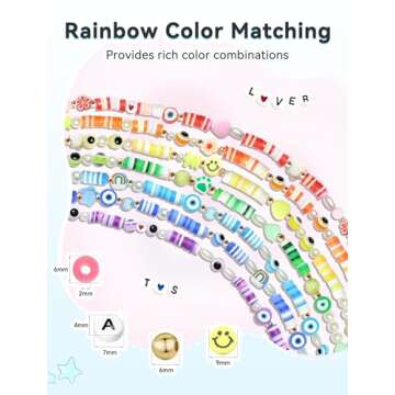 ARTDOT 5342 PCS Clay Beads for Friendship Bracelets Making Kit, 24 Rainbow Colors Jewelry Making Supplies Heishi Beads with Elastic String and Organizer Gifts