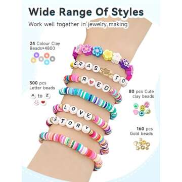 ARTDOT 5342 PCS Clay Beads for Friendship Bracelets Making Kit, 24 Rainbow Colors Jewelry Making Supplies Heishi Beads with Elastic String and Organizer Gifts