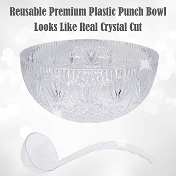 Elegant Plastic Punch Bowl with Ladle 3 Gallon