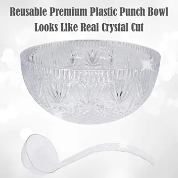 Elegant Plastic Punch Bowl with Ladle 3 Gallon
