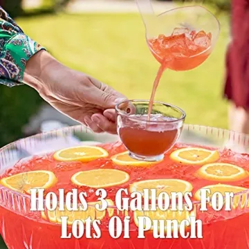 Elegant Plastic Punch Bowl with Ladle 3 Gallon