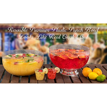 Elegant Plastic Punch Bowl with Ladle 3 Gallon
