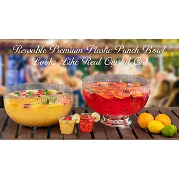 Elegant Plastic Punch Bowl with Ladle 3 Gallon