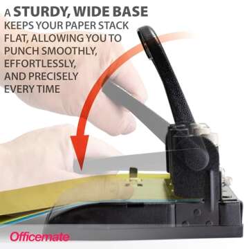 Officemate Heavy Duty Adjustable 2-3 Hole Punch with Lever Handle, 32-Sheet Capacity, Black (90078)