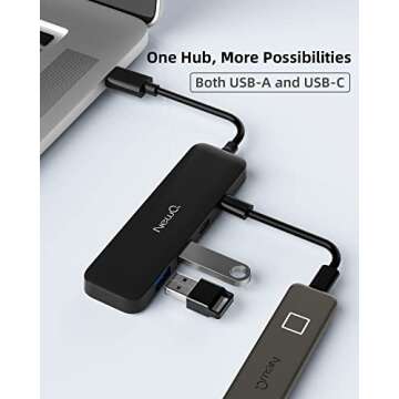 Ultra Slim Dual USB C USB A 3.0 Hub for Laptops