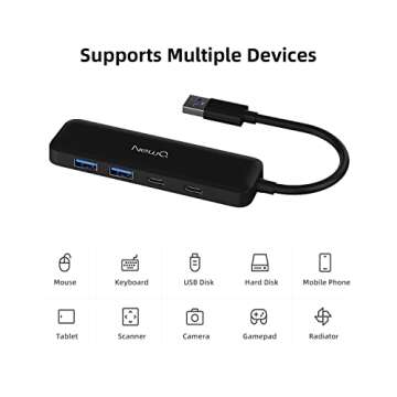 Ultra Slim Dual USB C USB A 3.0 Hub for Laptops
