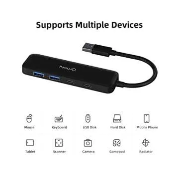 Ultra Slim Dual USB C USB A 3.0 Hub for Laptops