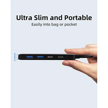 Ultra Slim Dual USB C USB A 3.0 Hub for Laptops