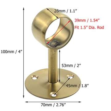 Coshar 4 PCS 1-1/2 Inch(38mm) Dia. Heavy Duty Stainless Steel Shower Curtain Closet Curtain Rod Hold...
