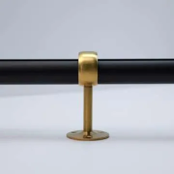 Coshar 4 PCS 1-1/2 Inch(38mm) Dia. Heavy Duty Stainless Steel Shower Curtain Closet Curtain Rod Holder Ceiling-Mounted & Wall-Mounted Bracket Closet Pole Flange Sockets Drapery Rods Supports - Gold