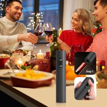 Wine Bottle Opener Electric Wine Bottle Openers，Battery Operated Automatic Wine Corkscrew for Wine Lovers Gift Women Men (Black)