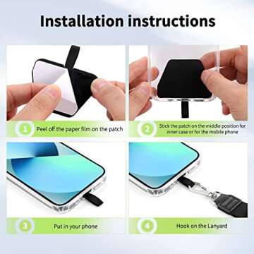 CACOE Phone Lanyard 2 Pcs Adjustable Neck Strap,4 Pcs Patches,Universal Crossbody Multifuctional Patch Cell Phone Lanyards Compatible with Most Smartphones(Black+Green)