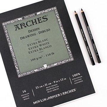 Arches Extra White Cotton Drawing Paper Pad 9x12 inches