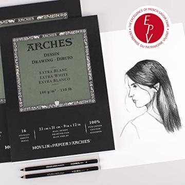 Arches Extra White Cotton Drawing Paper Pad 9x12 inches