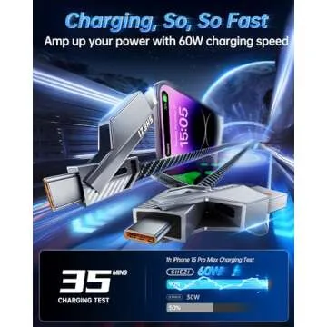 Vexipia 4-in-1 USB C Cable 60W Fast Charging Cord