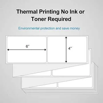 4x6 Thermal Direct Shipping Labels, Shipping Label Printer Paper ?Fan-Fold Mailing Labels for Desktop Label Printer, Self-Adhesive Compatible with Zebra, Rollo, Dymo, MUNBYN, USPS 4" x 6", 500-Pack