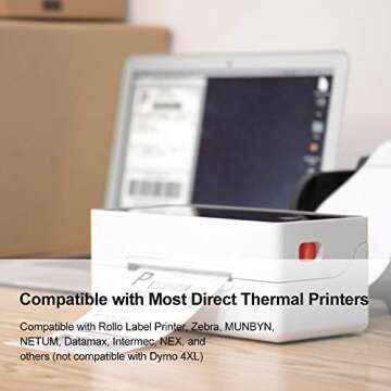 4x6 Thermal Direct Shipping Labels, Shipping Label Printer Paper ?Fan-Fold Mailing Labels for Desktop Label Printer, Self-Adhesive Compatible with Zebra, Rollo, Dymo, MUNBYN, USPS 4" x 6", 500-Pack
