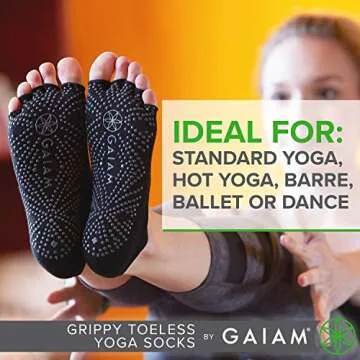 Gaiam Toeless Yoga Socks - Flexible and Grippy Yoga Accessories